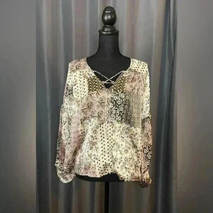 Promesa Peasant Top, Cris Cross Chest, NWT